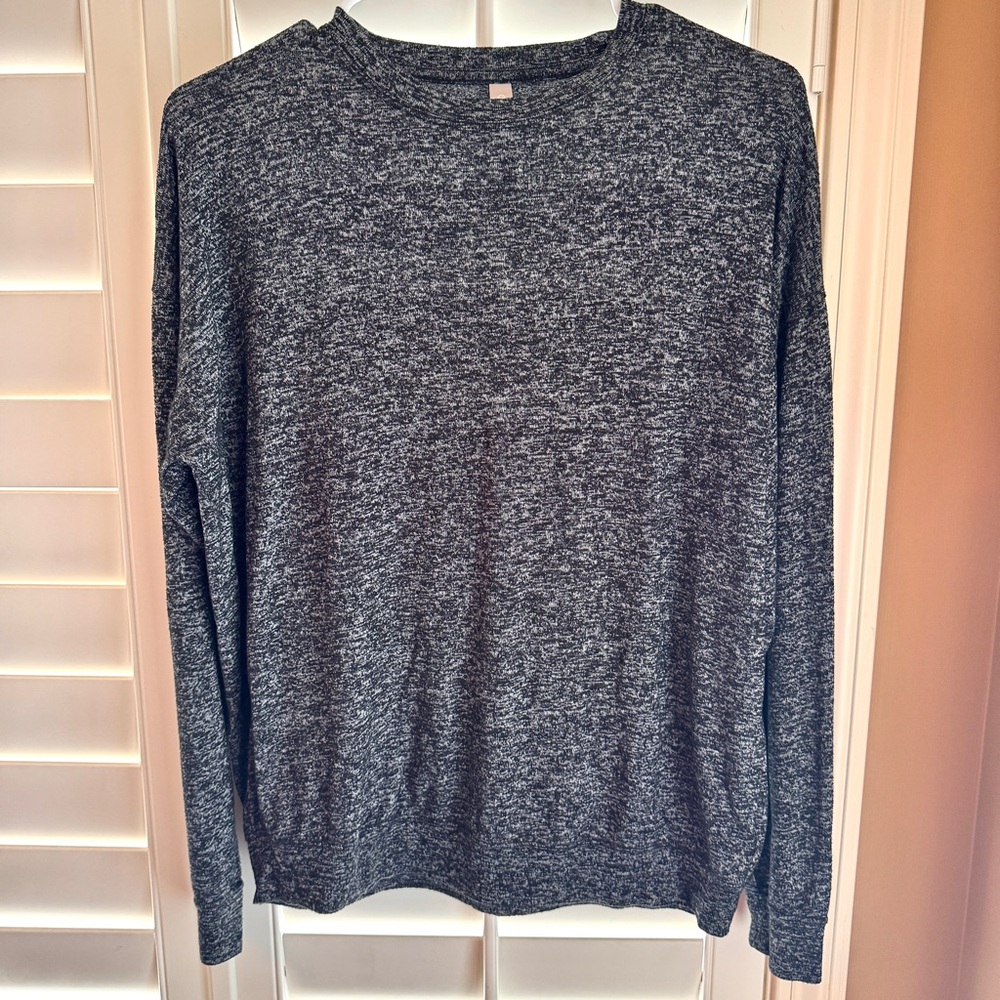Athleta Space Dye Lightweight Sweater Gray Marled Knit Crewneck Pullover XS